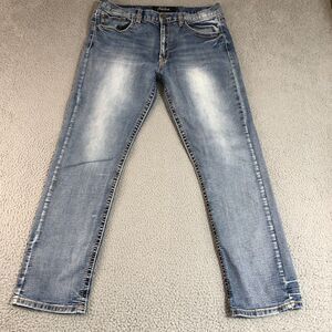 True Luck Jeans Mens 36x32 Blue Straight Rocker Denim Light Medium Wash Cowboy